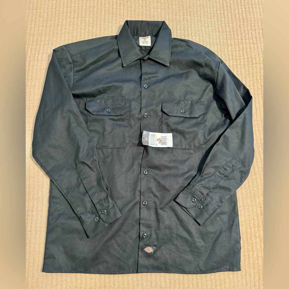 Dickies Men’s Medium Original Fit Black  574 Men's Long Sleeve Work Shirt NWT